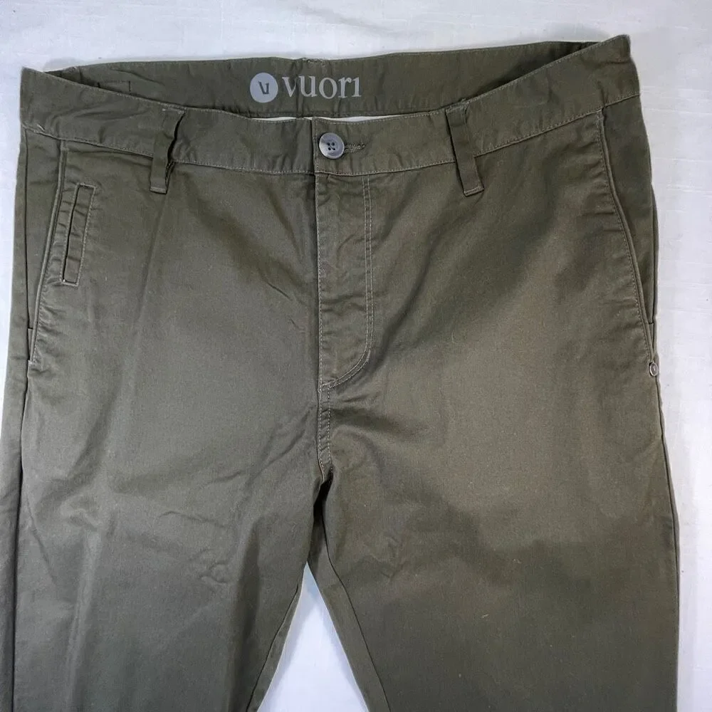 Vuori Green Stretch Classic Fit Collins Twill Cotton Straight Chino Pant Size 33